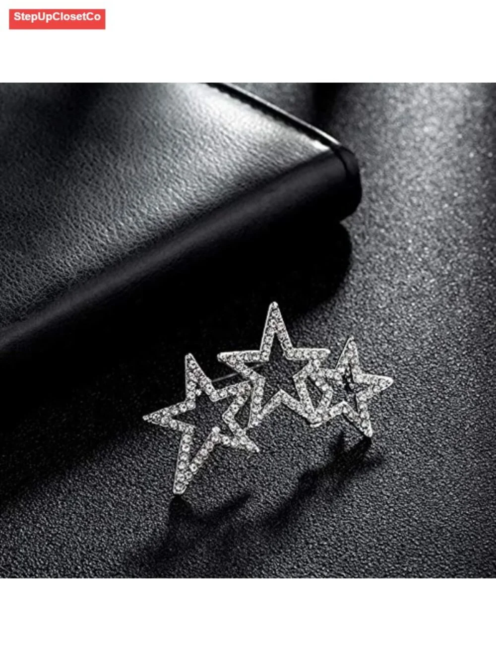 Crystal Starburst Brooch Pin for Women Suit Dress Scarf Gift, Gold Plated